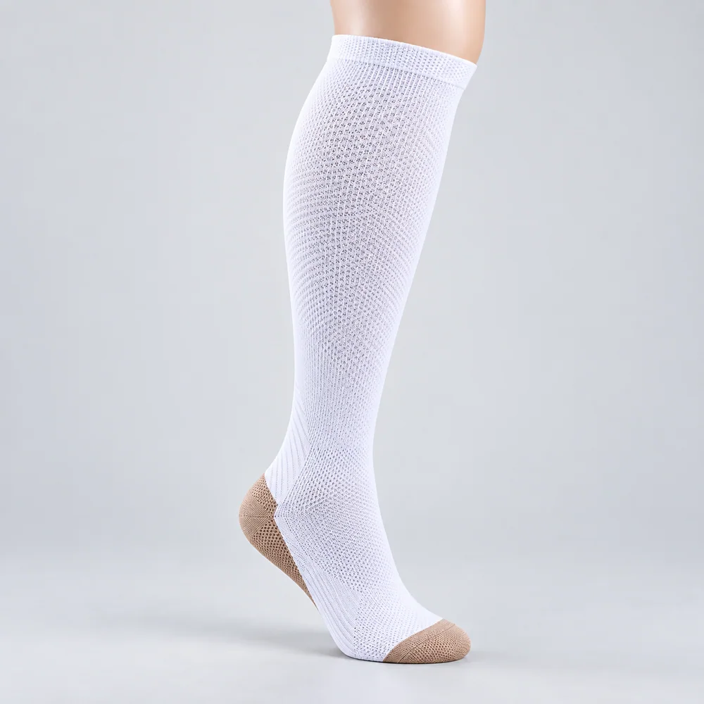 CS-055 White Copper Compression Sock for OEM programs